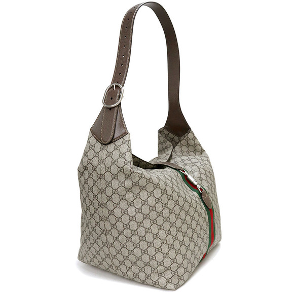 Gucci Jackie Crossbody Bag GG Supreme Leather Beige Ebony Brown - Picture 4 of 9